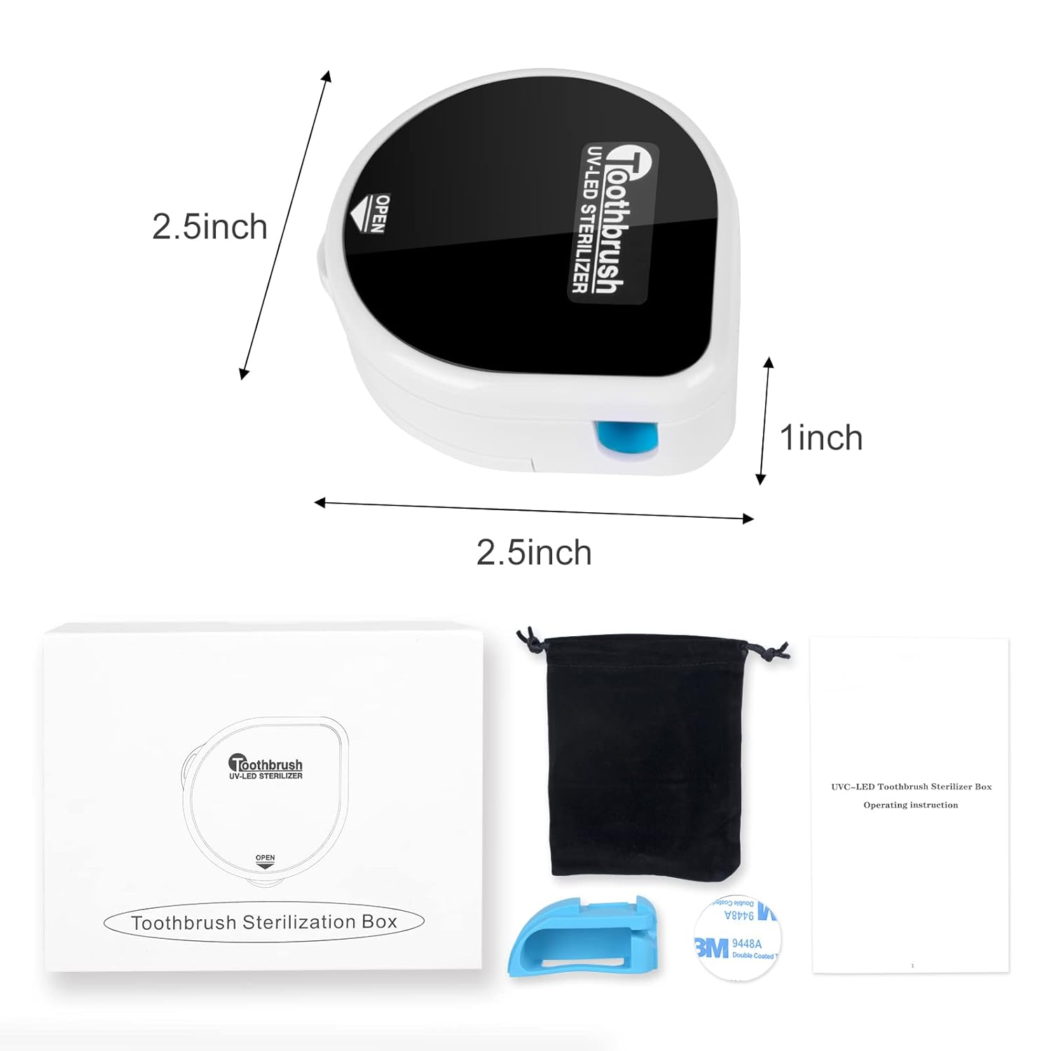 UV Toothbrush cover,Toothbrush sterilizer Case, Wall Mount Toothbrush Case Both Electric and Manual Toothbrushes, for Home and Travel (Black) EPA Est.NO.97123-CHN-1