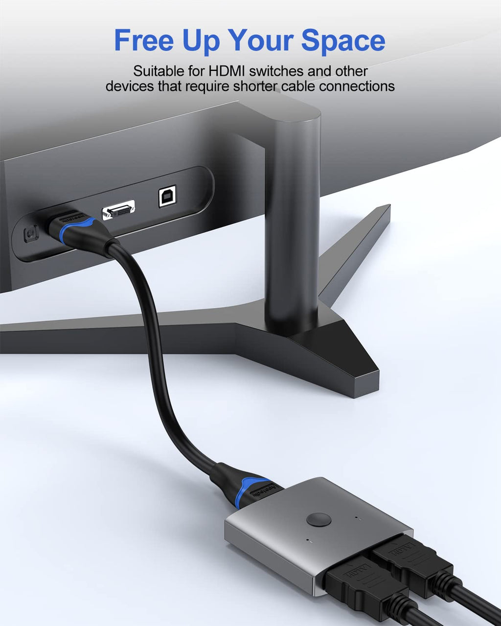 HDMI to HDMI Cable 4K@60Hz, 17cm Short — 4K @ 60Hz, Male-to-Male — Ideal for tight spaces & clean setups