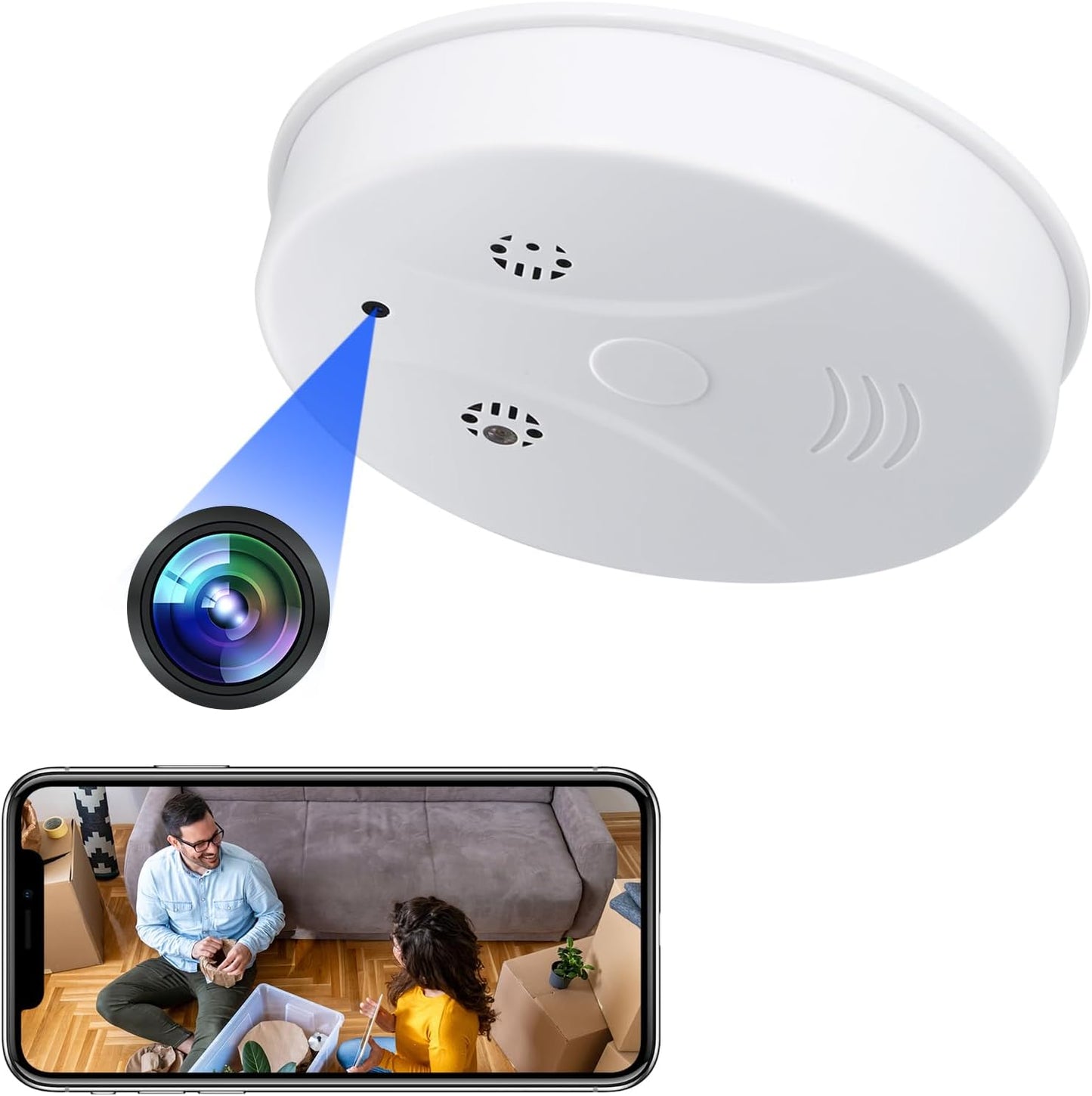 📷 WiFi Mini Detector Camera – 1080P Wireless Smoke Detector Security Nanny Cam  Motion Detection • Remote View • Audio • Home & Office Surveillance