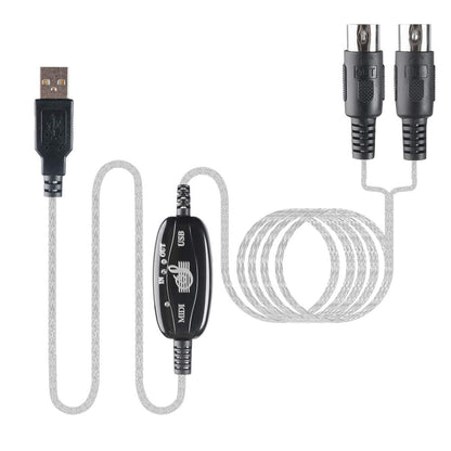 USB to MIDI Converter Cable 2 in 1 PC to Music Synthesizer Studio Keyboard Interface Wire Controller Cable Adapter Cord 16 Channel Supports Windows Laptop