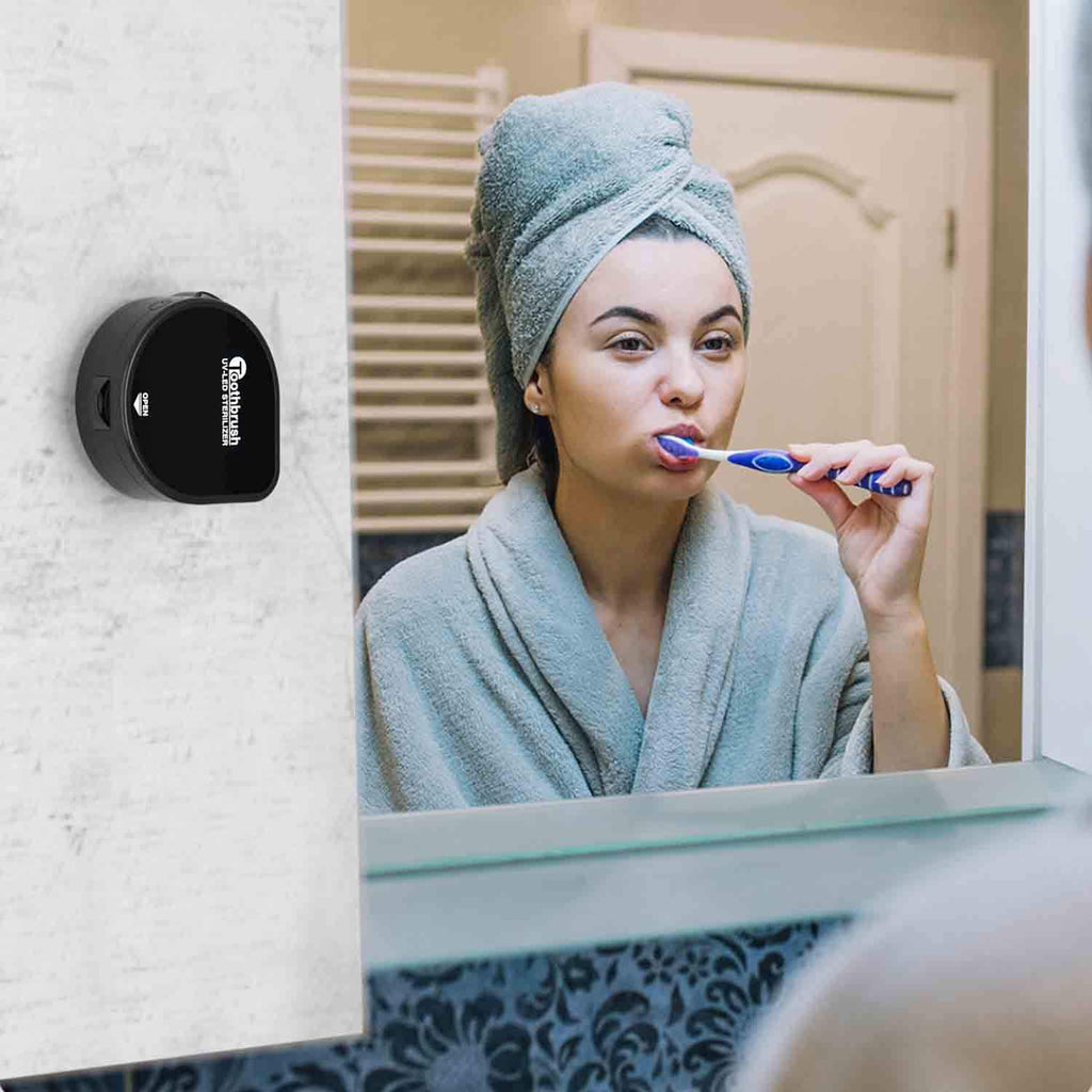 UV Toothbrush cover,Toothbrush sterilizer Case, Wall Mount Toothbrush Case Both Electric and Manual Toothbrushes, for Home and Travel (Black) EPA Est.NO.97123-CHN-1