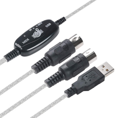 USB to MIDI Converter Cable 2 in 1 PC to Music Synthesizer Studio Keyboard Interface Wire Controller Cable Adapter Cord 16 Channel Supports Windows Laptop