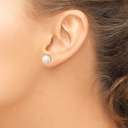 White Freshwater Pearl Stud Earrings 10mm for Women &amp; Girls – Elegant Fashion Jewelry