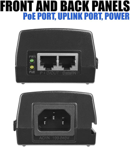 Gigabit 52V 30W PoE+ Injector IEEE 802.3at – Single Port Power over Ethernet Adapter for IP Cameras, Access Points & VoIP