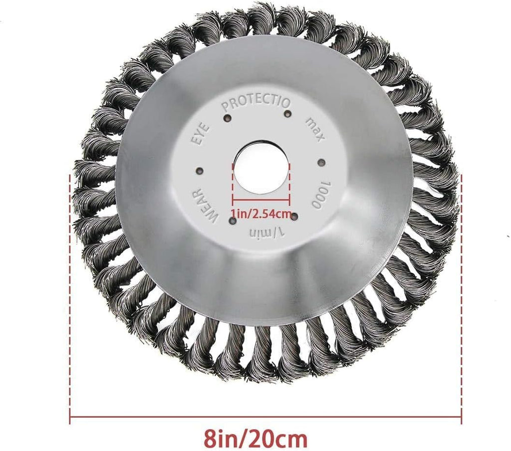 8 Inch Grass Trimmer Head Derusting & Weeding Wheel | Rust & Dust Removal Plate with Fixing Kit | Steel Wire Brush Cutter for Lawn Mower & Garden Tools