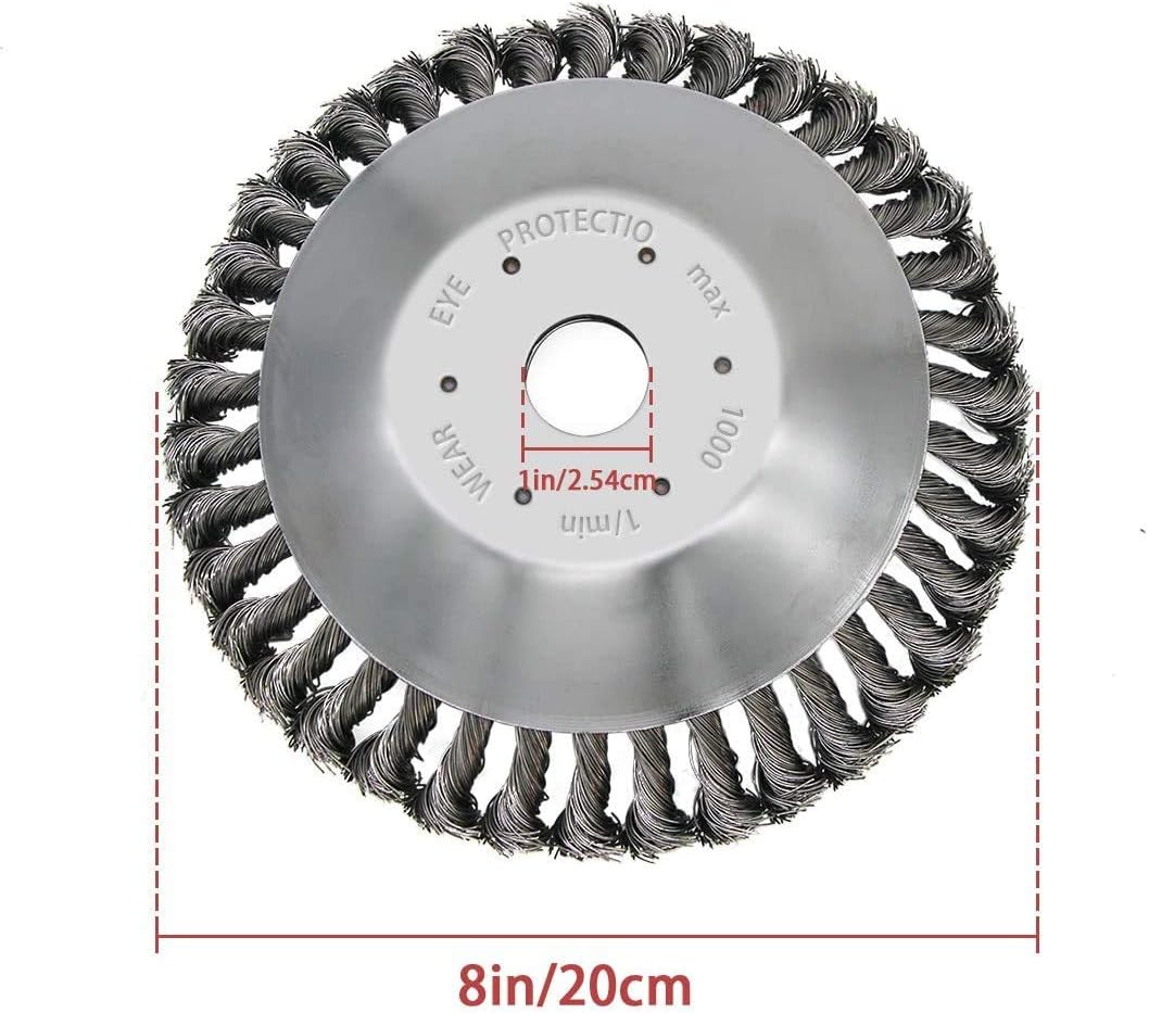 8 Inch Grass Trimmer Head Derusting & Weeding Wheel | Rust & Dust Removal Plate with Fixing Kit | Steel Wire Brush Cutter for Lawn Mower & Garden Tools