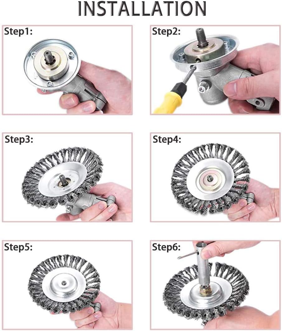 8 Inch Grass Trimmer Head Derusting & Weeding Wheel | Rust & Dust Removal Plate with Fixing Kit | Steel Wire Brush Cutter for Lawn Mower & Garden Tools