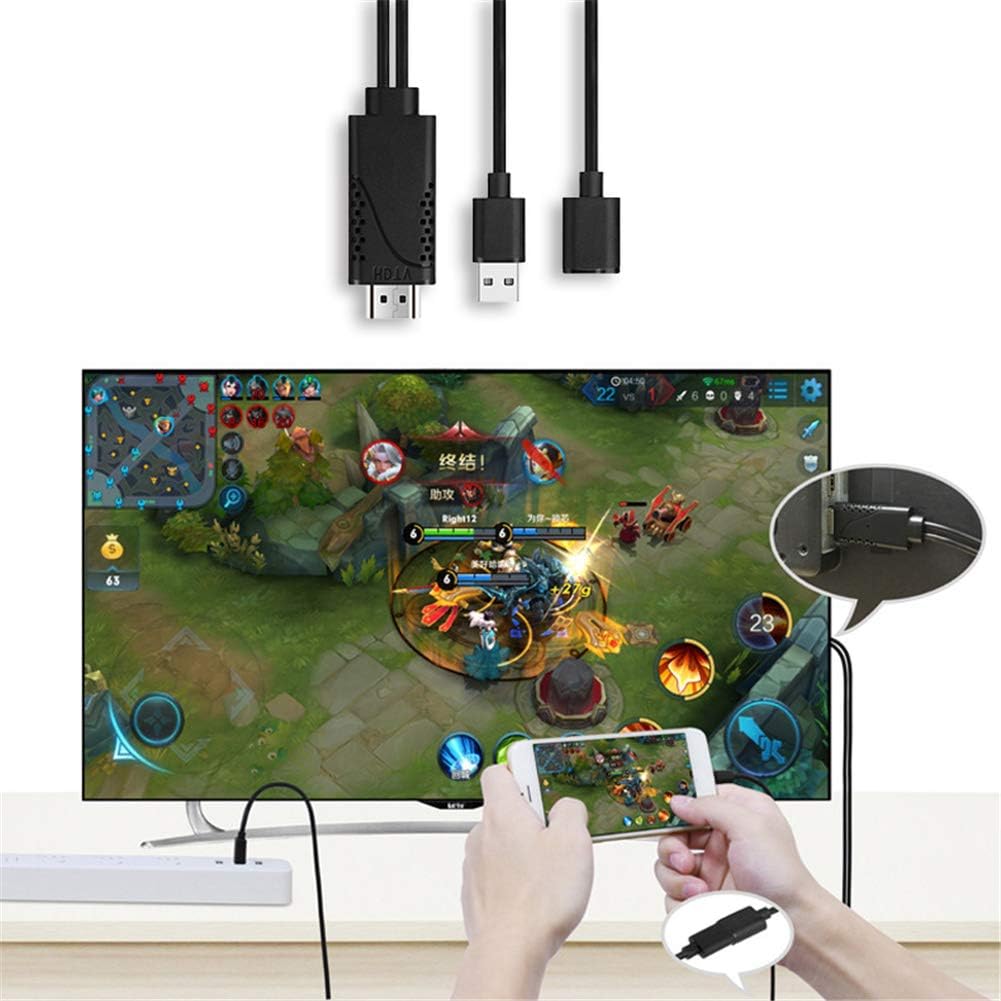 1080P HDTV Adapter Cable HDMI Male to USB Male and Female 1M HDMI HD Video Converter for iPhone Android Type-C Smart Phones With Power