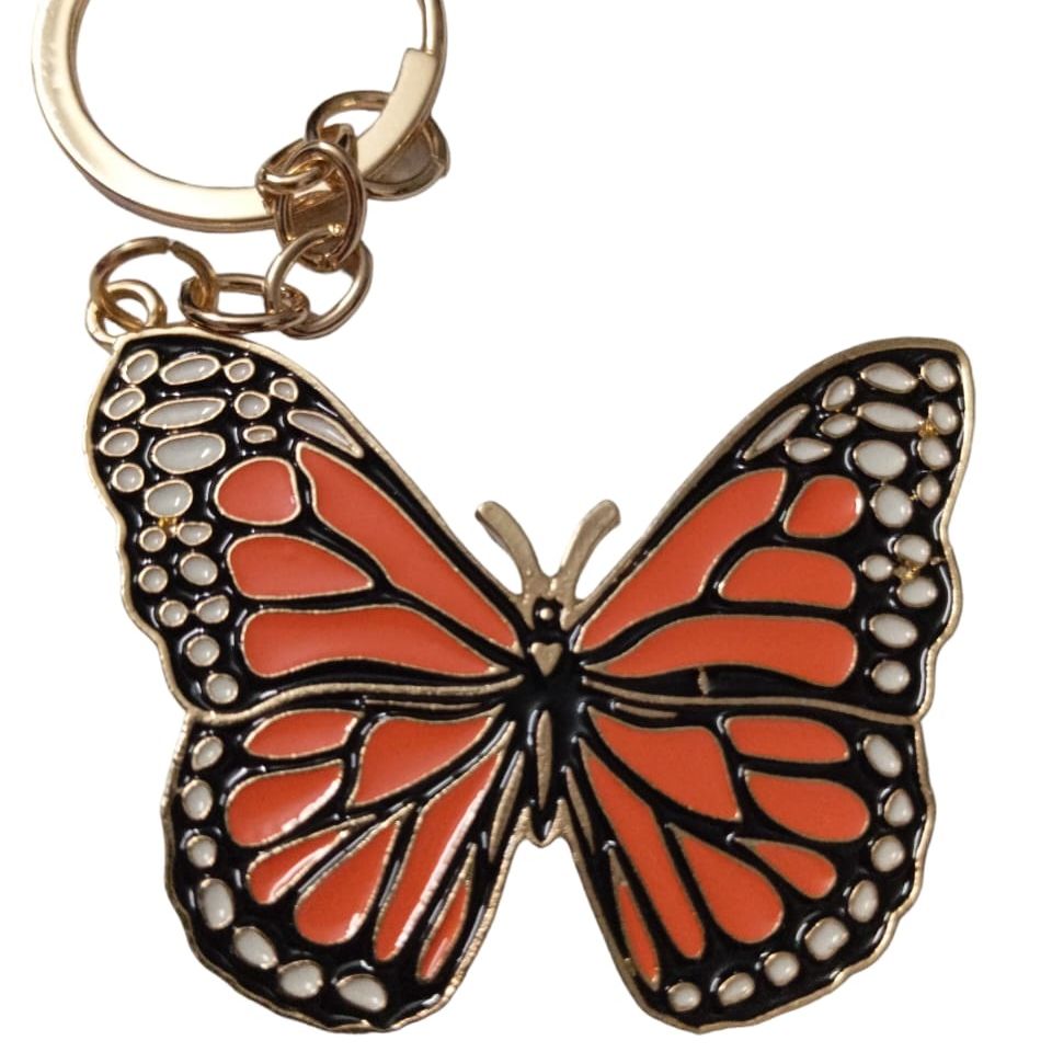 Cute Monarch Butterfly Keychain Coral Pink & Gold Butterfly Gift Keychain Accessories for Women Back pack,