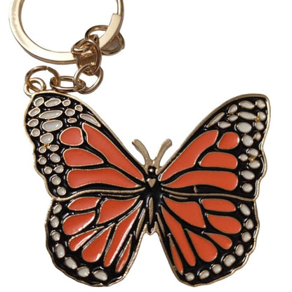 Cute Monarch Butterfly Keychain Coral Pink & Gold Butterfly Gift Keychain Accessories for Women Back pack,