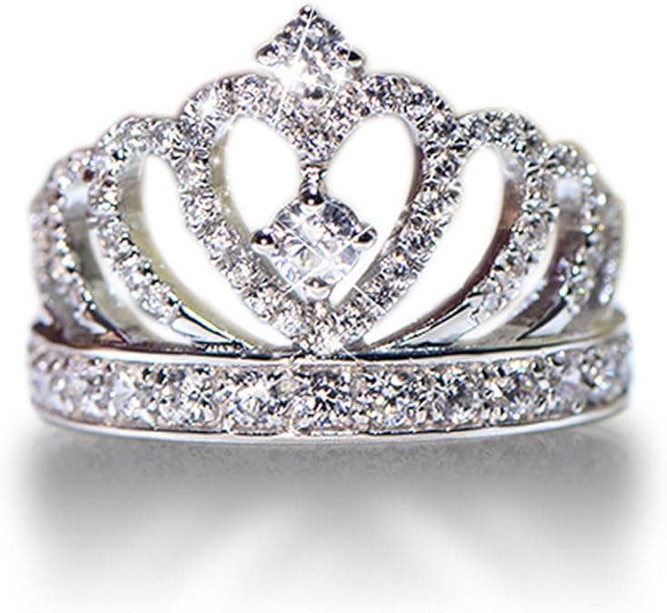 luxury Rings For Women Engagement Ring Princess Crown Ring Jewelry Women Sweet Rings Female