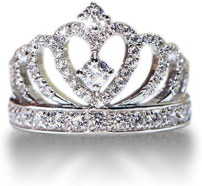 luxury Rings For Women Engagement Ring Princess Crown Ring Jewelry Women Sweet Rings Female