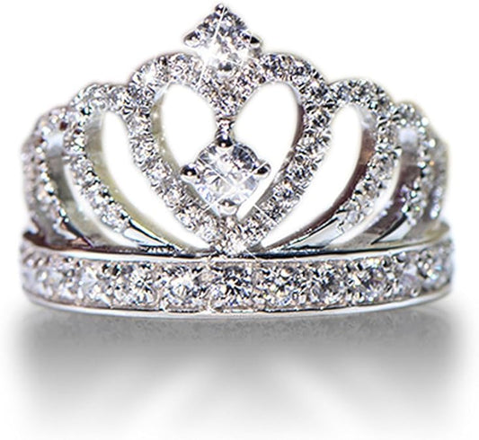 luxury Rings For Women Engagement Ring Princess Crown Ring Jewelry Women Sweet Rings Female
