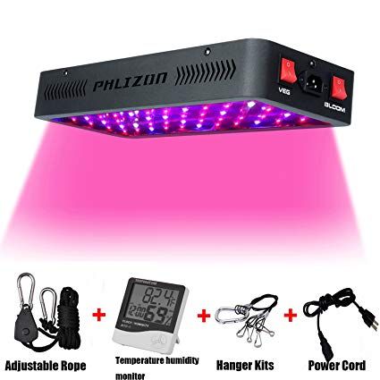 Phlizon Upgraded 600W LED Grow Light with SMD LEDs For 2x2ft Aria Full Spectrum Plants Light Double Switch Grow Led for Indoor Veg and Flower