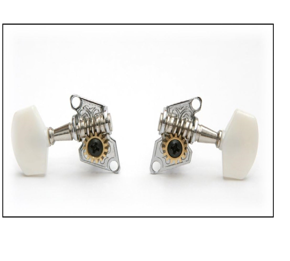 Open Gear Guitar Tuners Machine Heads 2L 2R Set Guitar Tuning Pegs for Acoustic Guitar Chrome Finish