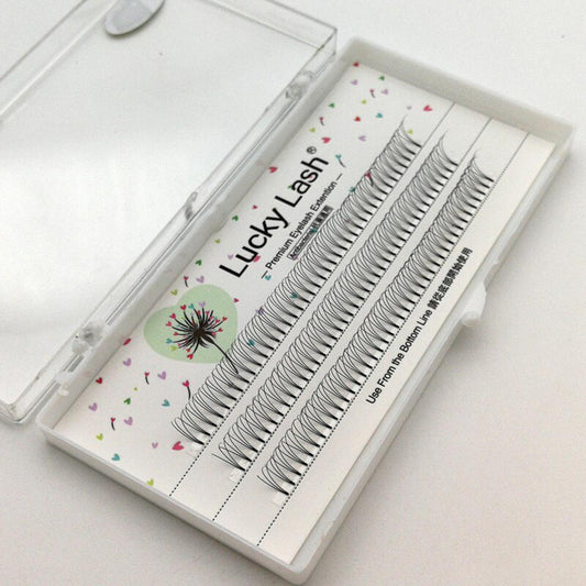 Lucky Lash 3D Thickness 0.10mm , D Curl ,Length 9mm Eyelashes Extension, Premade Russian Volume Slik Individual False Mink Fans Lash
