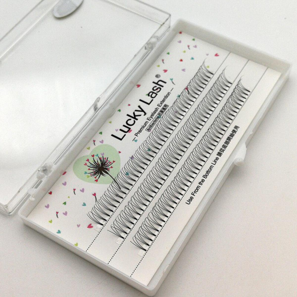 Lucky Lash 3D Thickness 0.10mm , D Curl ,Length 9mm Eyelashes Extension, Premade Russian Volume Slik Individual False Mink Fans Lash