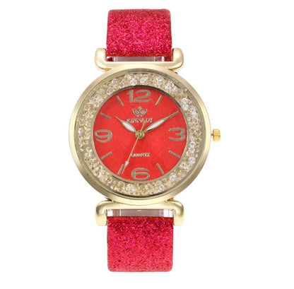 new trend ball dial quartz watch fashionable temperament starry sky flash powder belt ladies  watch