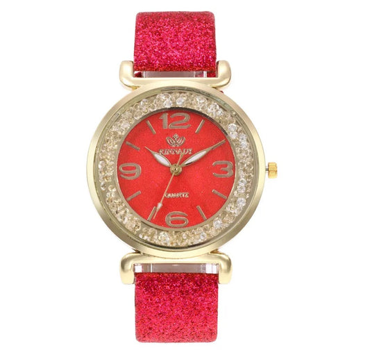 new trend ball dial quartz watch fashionable temperament starry sky flash powder belt ladies  watch