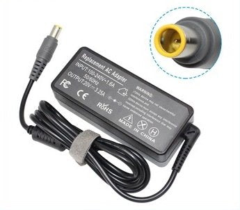 Lenovo 65W (20V 3.25A) AC Adapter / Charger – Yellow/Gray Round Pin – Compatible for Lenovo ThinkPad & IdeaPad