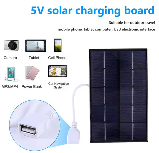 Portable 2W 5V USB Solar Panel Charger USB Port for Mobile Phone Travel - Mini Polysilicon Solar Panel Charger 142×88×5mm | Portable USB Solar Power Module for Travel, Camping & Mobile