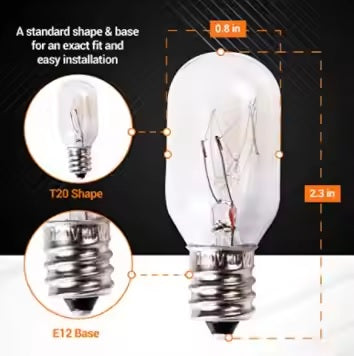 E12 15W 220v -240v Best Quality T20 Edison Bulb Refrigerator Fridge Light Bulb Tungsten Filament Lamp Bulbs Warm White Ligthing Salt Lamps Table Light Crystal Bulb