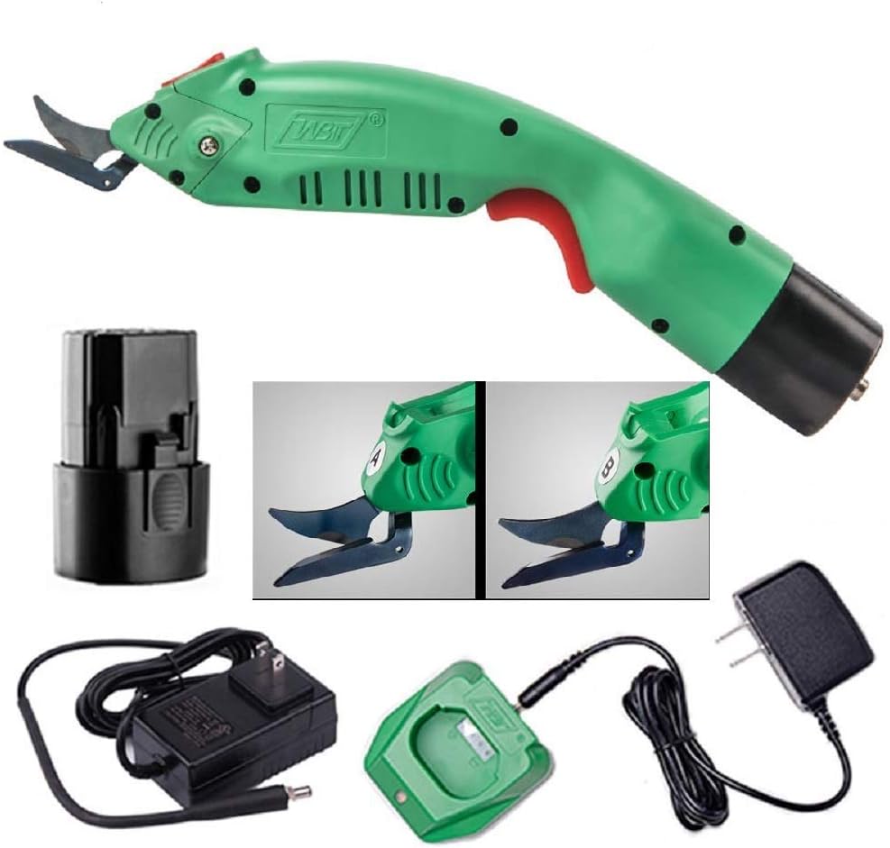 WBT-2 Cordless Electric Scissors for Cutting Fabric/Carpet/Sponge/Paperboard Fiberglass Scissor w/ 2 Blades 5000mAh Large Battery Low Noise