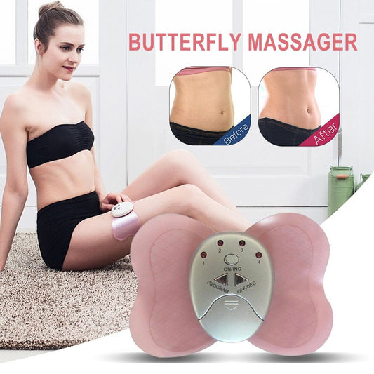 1pcs Small Butterfly Massager Electronic Pulse Massager Massage Sticker - Pink 1 set