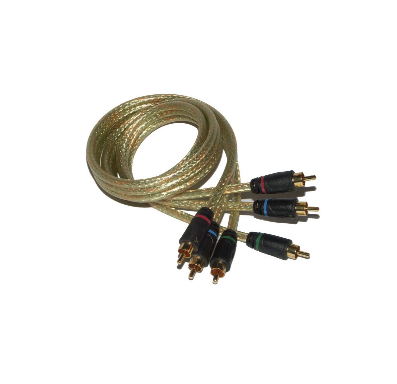 Pure White Copper 3 RCA Male to Male Audio Video Cable – 12 Feet | Golde Plated Connectors | Oxygen-Free Copper | Transparent Long-Life Cable for HDTV DVD Blu-ray Gaming