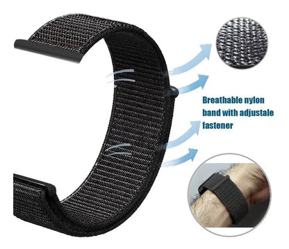 20mm 1 pcs Black + Check Gray Fashion Smart Watch Band for Garmin venu 2 Fenix 7S / 6S / 5S / 5S Plus Fenix 7/6/5/5 Plus Vivoactive 4 Forerunner 55/245/645/158 Nylon Smartwatch Strap Breathable Quick Release Slim Thin Sport Band