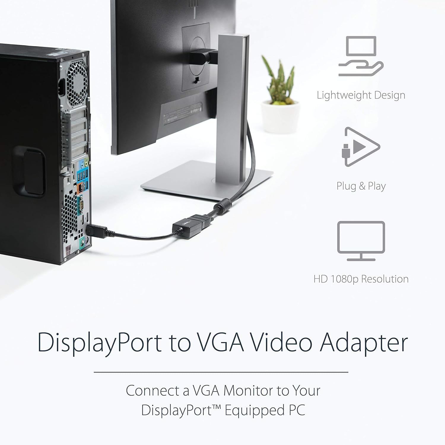 ⭐ StarTech DisplayPort to VGA Adapter DisplayPort to VGA Adapter - DisplayPort to VGA Adapter - Active DP to VGA Converter - 1080p Video - DisplayPort Certified - DP/DP++ Source to VGA Monitor Cable Adapter Dongle - Latching DP Connector