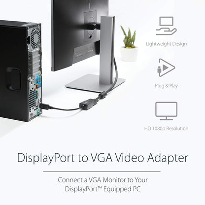 ⭐ StarTech DisplayPort to VGA Adapter DisplayPort to VGA Adapter - DisplayPort to VGA Adapter - Active DP to VGA Converter - 1080p Video - DisplayPort Certified - DP/DP++ Source to VGA Monitor Cable Adapter Dongle - Latching DP Connector