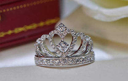 luxury Rings For Women Engagement Ring Princess Crown Ring Jewelry Women Sweet Rings Female