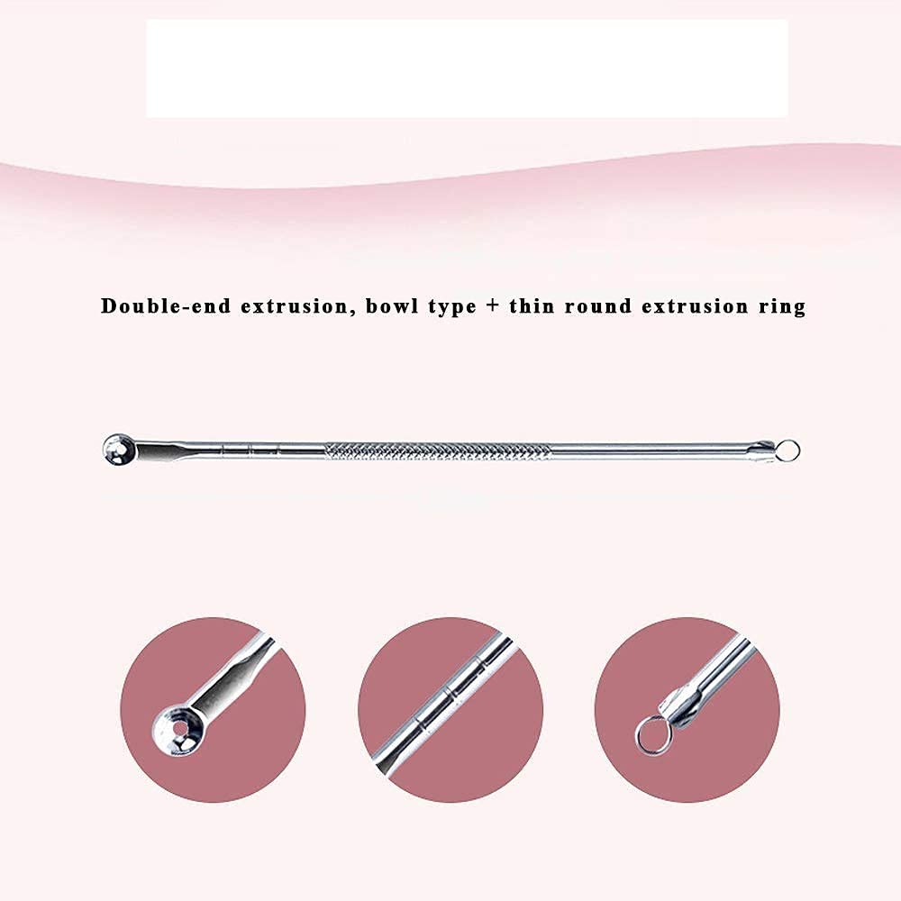 2 Pcs Silver Blackhead Comedone Cleaner Clean Remover Acne Blemish Pimple Extractor Tool Face cleaning care needle cleanser 12.5 CM