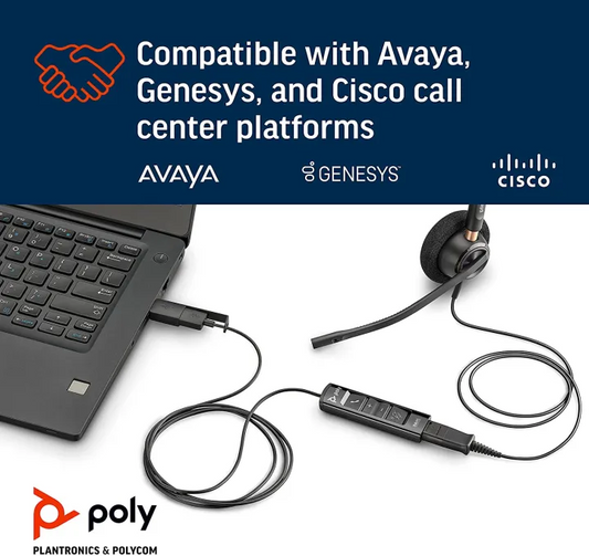🎧 Poly - DA85 USB-A/USB-C digital adapter (Plantronics) - Works with Poly Call Center Quick Disconnect (QD) Headsets - Acoustic Hearing Protection -Works with Avaya, Genesys,&Cisco call center platforms