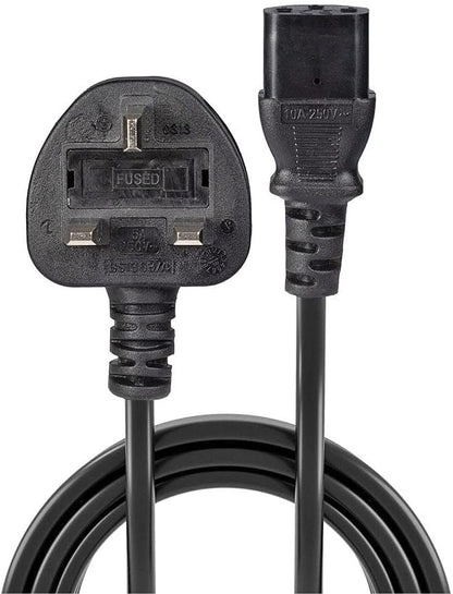 Heavy Duty 3 Meter UK 3-Pin Plug to IEC C13 Power Cable – 10A 250V High Quality Mains Lead for PC, Monitor, Printer & Electronics