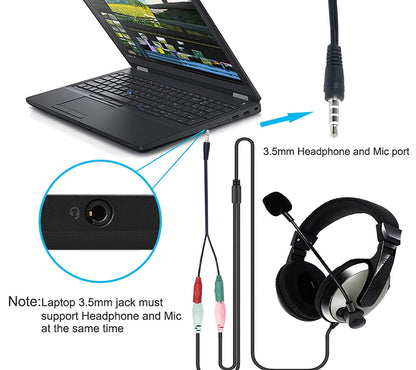 3.5mm Headphone & Mic Audio Y Splitter Cable – Dual Jack Adapter for PC/Laptop (Red/Green)