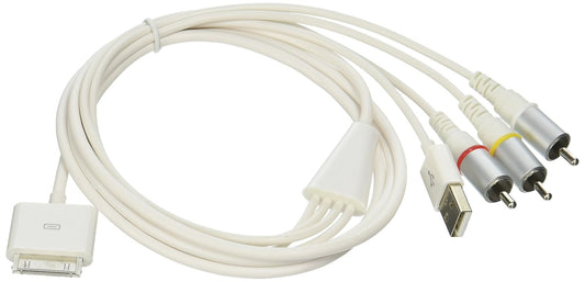 USB to RCA Composite AV Cable for Apple iPad 1/2, iPhone & iPod – TV Video Audio Output Cable (3 RCA, Yellow/Red/White)