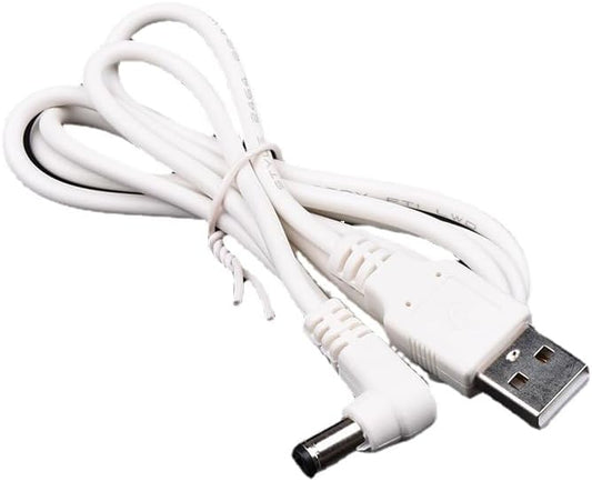 USB Male to 3.3mm Power Cable 1 Meter – 90° Angle Jack 5V 24USB Male to 3.3mm Power Cable 1 Meter – 90° Angle Jack 5V 24AWG White Charging Cable for 3.3mm DevicesAWG White Charging Cable for 3.3mm Devices