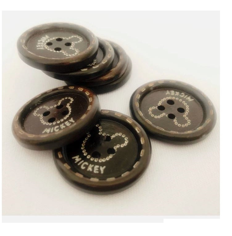 10 pcs Black Wooden Buttons 25mm Round 4 Hole Flat – Sewing, Scrapbooking, Craft & Costume DIY Buttons (New)
