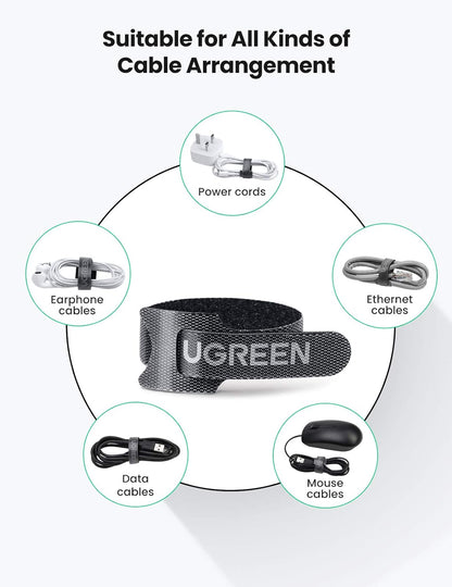 UGREEN Magic Cable Tie – Reusable Hook and Loop Cord Fastener