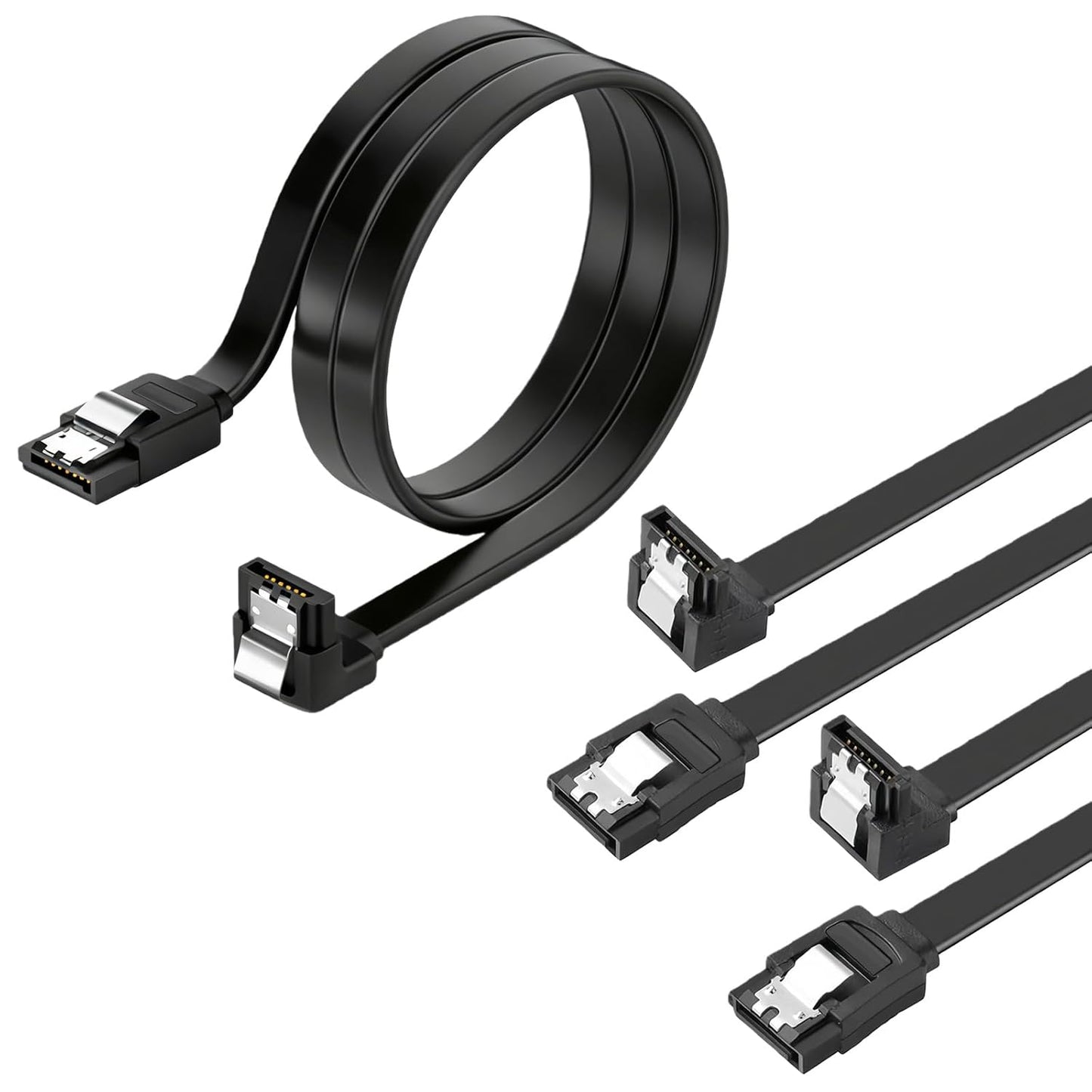 Brand New 1 PCS SATA Cable 45cm 6Gbps – Right Angle Serial ATA Cable for SSD, HDD, CD/DVD Drives | High-Speed Data Cable for PC, Gaming Desktop & Motherboard (Black)