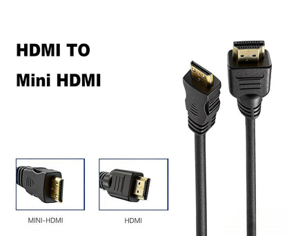 HDMI to Mini HDMI Cable 2 Meter | Gold Plated Male to Male High Speed HD Cable for Laptop, Tablet, Camera & Devices (Black)