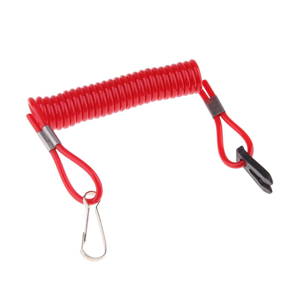 Safety Boat Motor Outboard Kill Switch Key Lanyard Ignition Red Universal Emergency Stop Safety Tether for Marine Boats