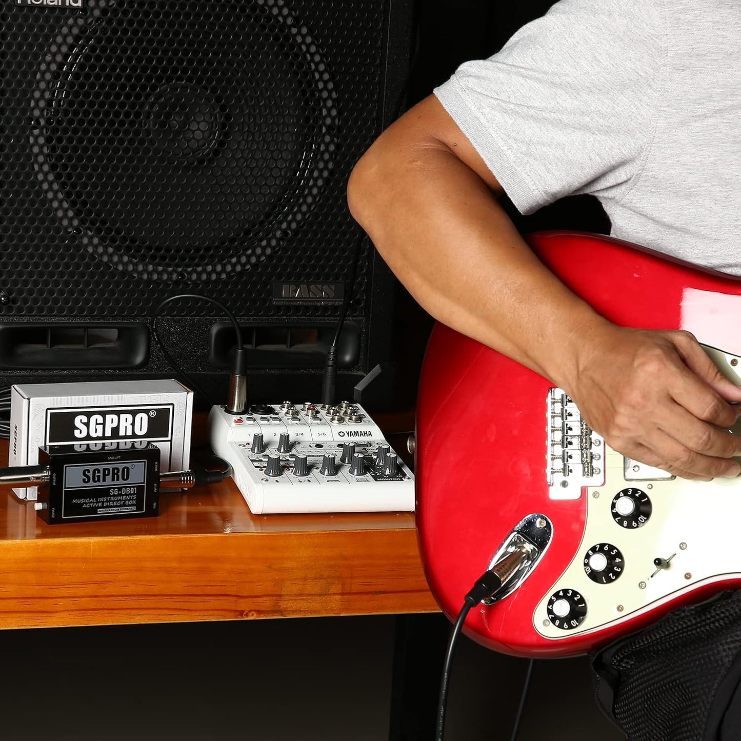 Direct Box, Recording Signal DI Box for Musical Instruments as Guitar, Bass Guitar, and Keyboard Live Performance or Studio, 1/4" to XLR, Ground Lift 48V Phantom Powered Compact Unit