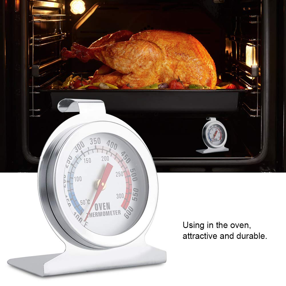 Stainless Steel Oven Thermometer | Glass Dial Temperature Gauge for Baking, Roasting, Cakes, Meat &amp; BBQ | Accurate Heat Meter