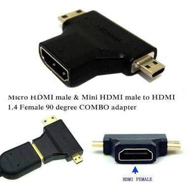 2-in-1 Mini HDMI & Micro HDMI Male to HDMI Female Adapter (Gold Plated) – Compatible with Smartphones, Tablets, Cameras & More
