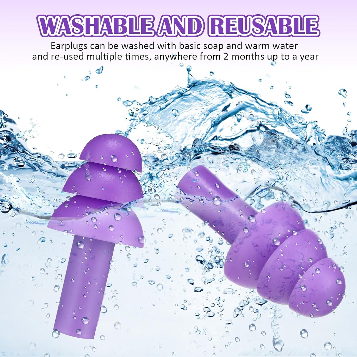 Soft Silicone Ear Plugs – Reusable Noise Reduction for Sleep & Swimming