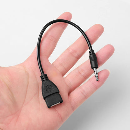 USB Female to 3.5mm Jack Male Audio Converter Adapter AUX Cable for Car Laptop Speaker Black