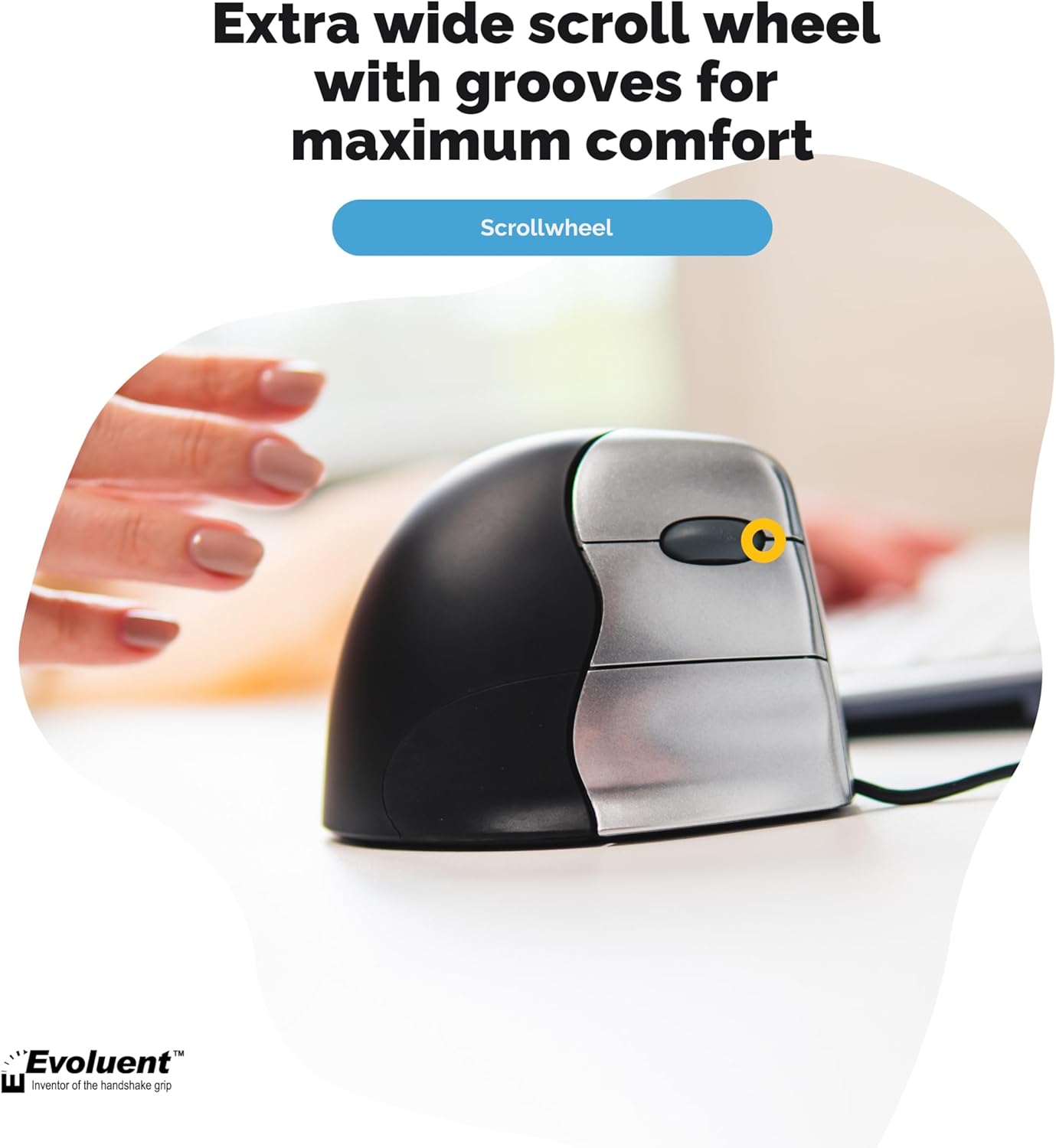Evoluent VM3R2-RSB Vertical Wireless Mouse – Ergonomic Handshake Design for Wrist Pain Relief & Comfort